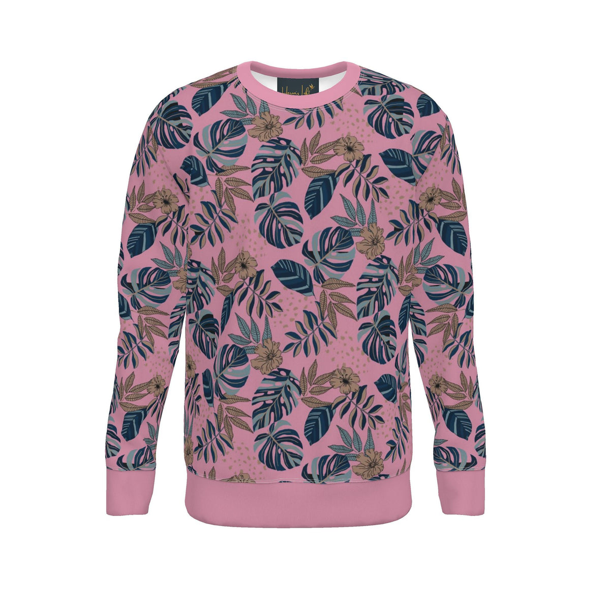 Women's Sweater — Midnight Monstera Lunaria Rose