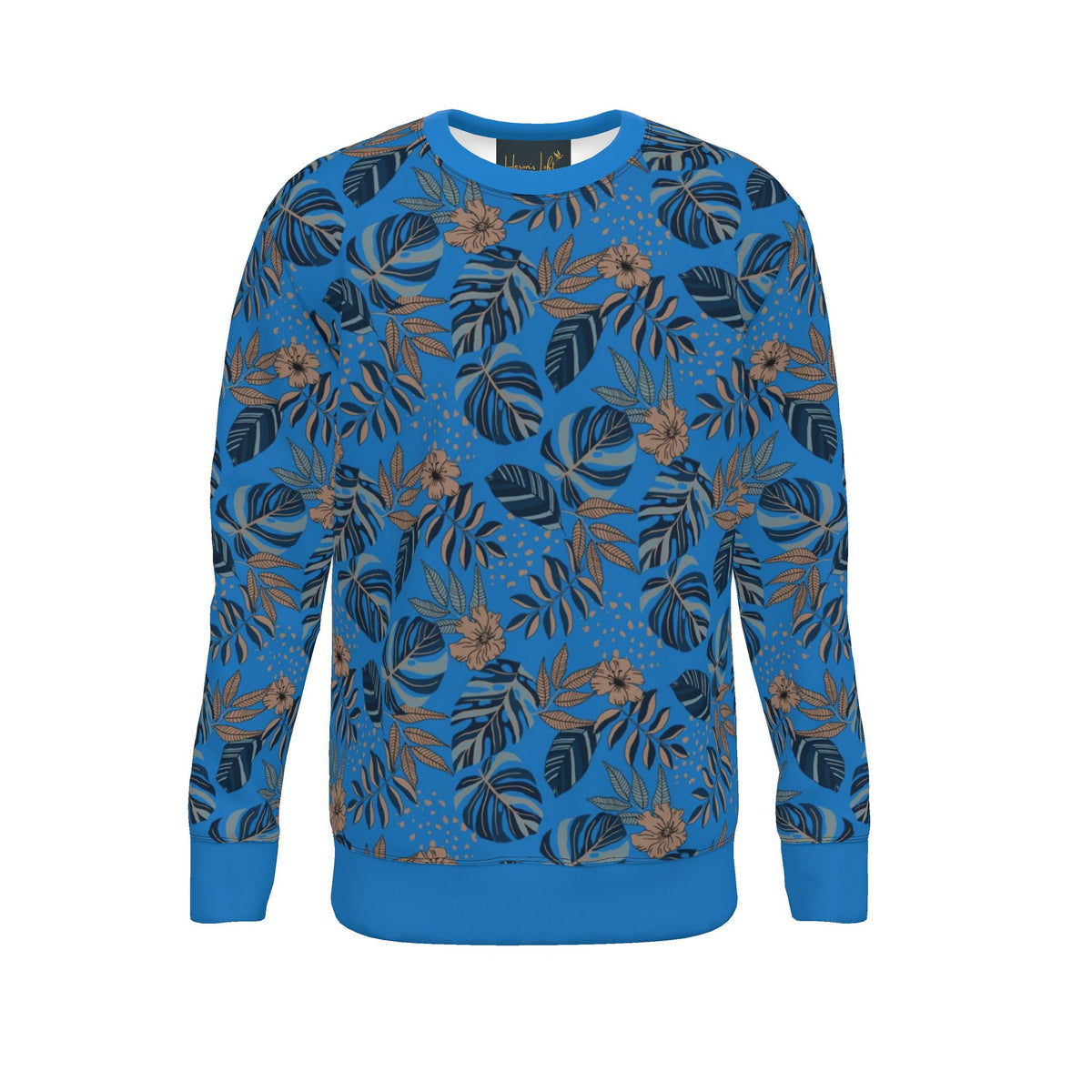 Women's Sweater — Midnight Monstera Azure Blue