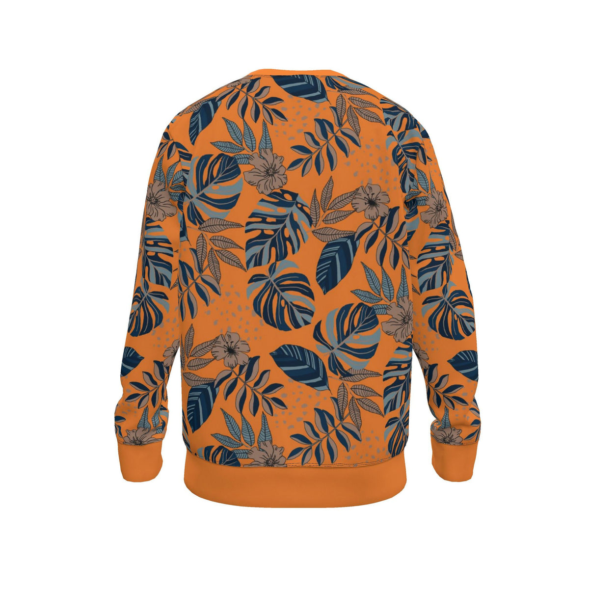 Women's Sweater — Midnight Monstera Cadmium Orange