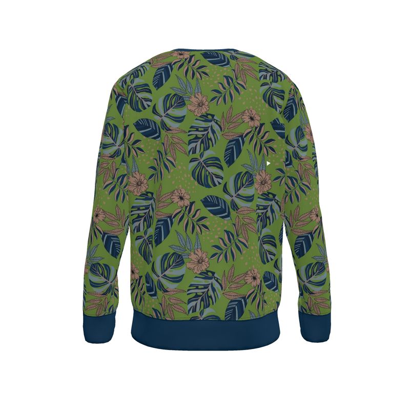 Men's Sweater — Midnight Monstera Olive Velour