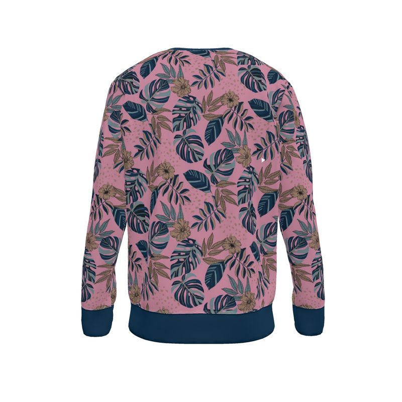 Men's Sweater — Midnight Monstera Lunaria Rose