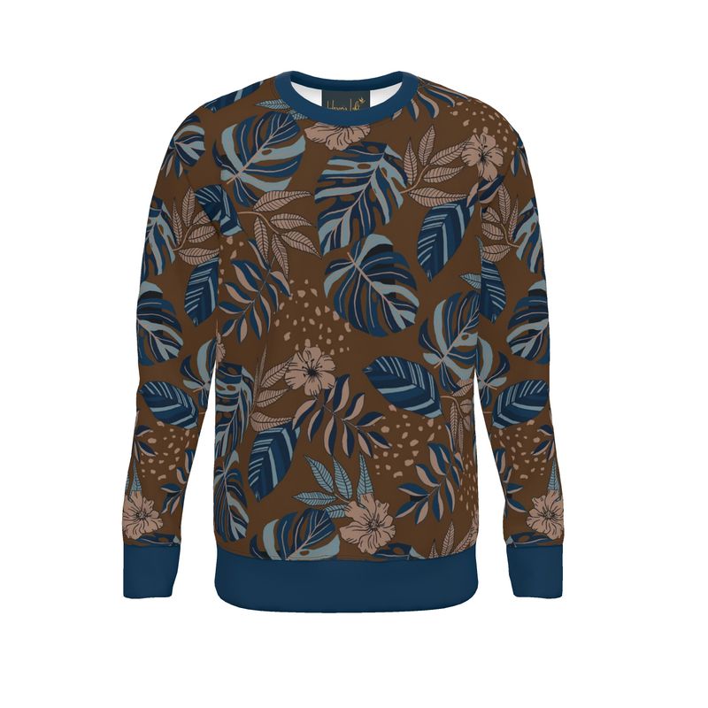 Men's Sweater — Midnight Monstera Roasted Teak