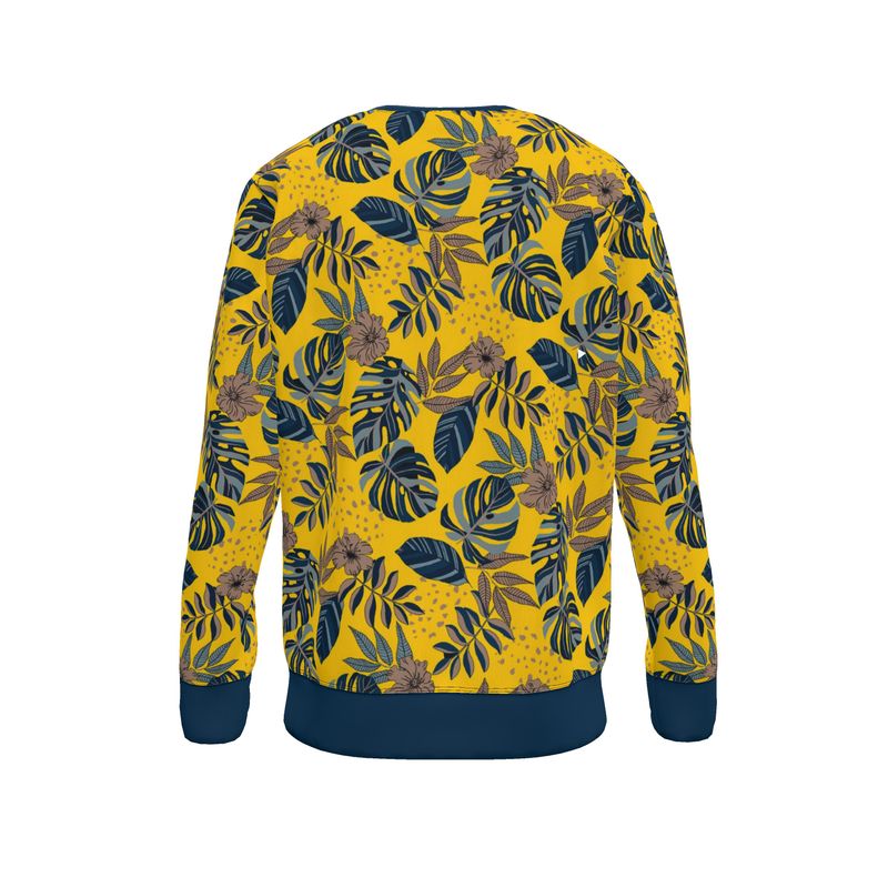 Men's Sweater — Midnight Monstera Honey Gold