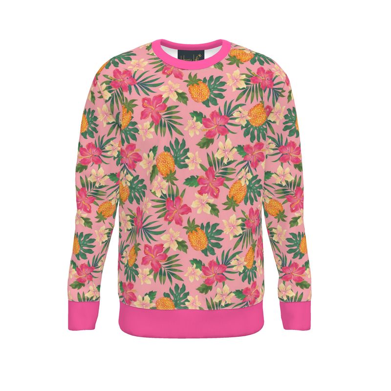 Men's Sweater — Pineapple Paradise Hibiscus Blush