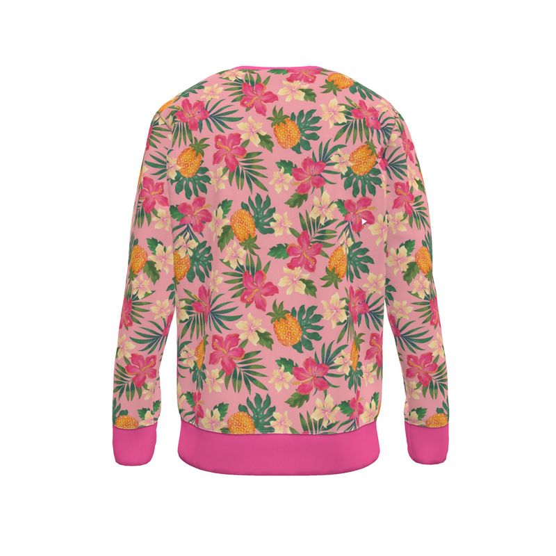 Men's Sweater — Pineapple Paradise Hibiscus Blush