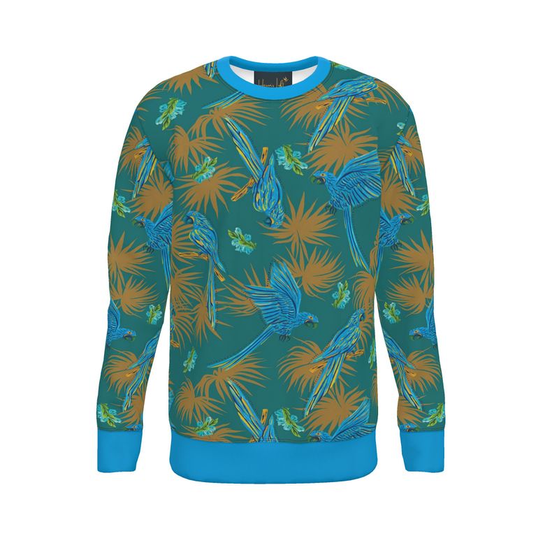 Men's Sweater — Tropical Macaw Palm Teal