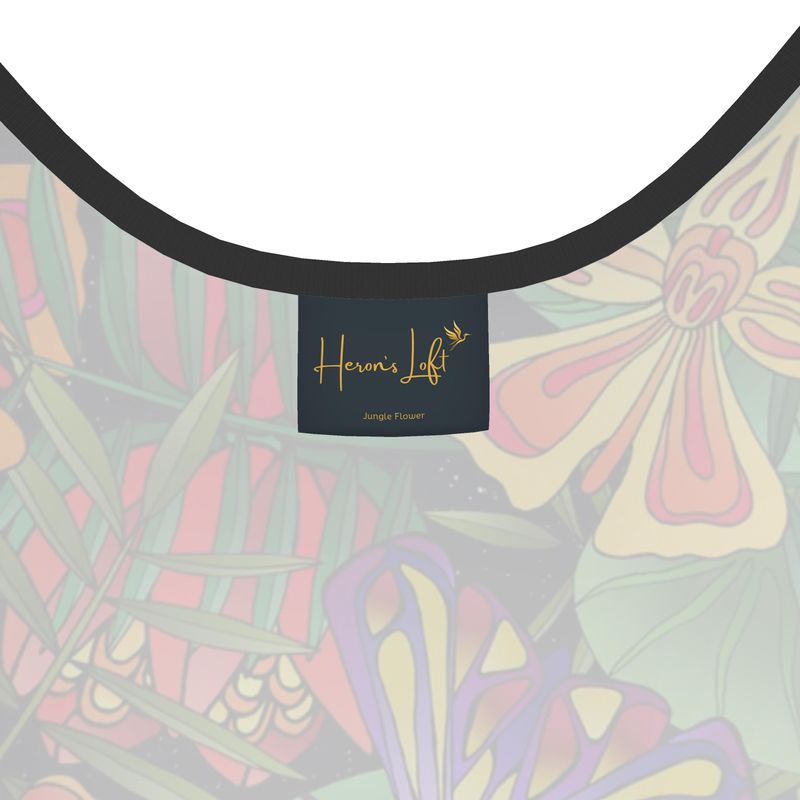 Women's Tank Top — Black Trim — Jungle Flower