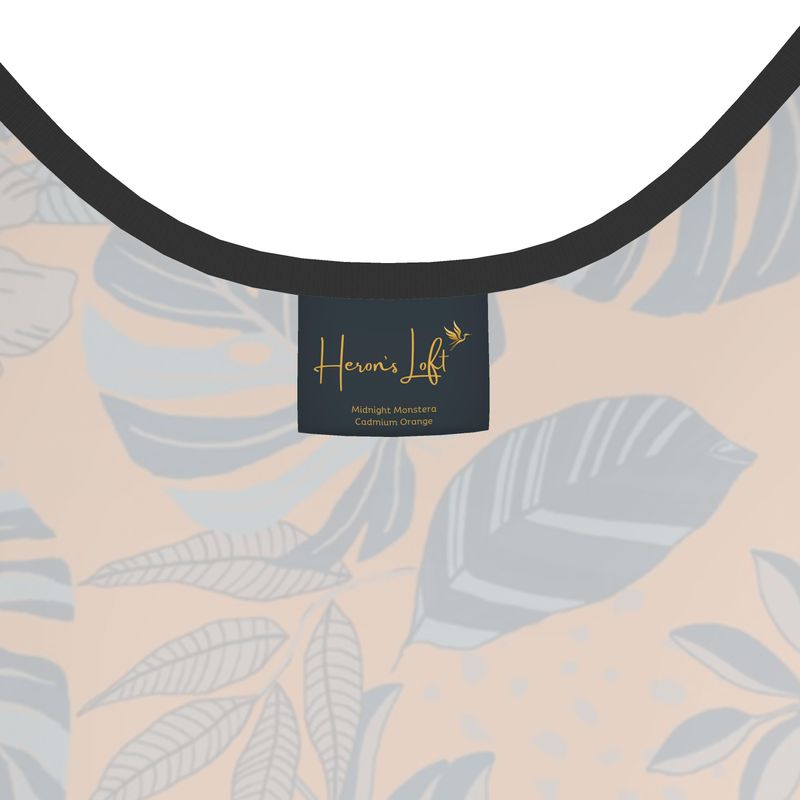 Women's Tank Top — Midnight Monstera — Cadmium Orange