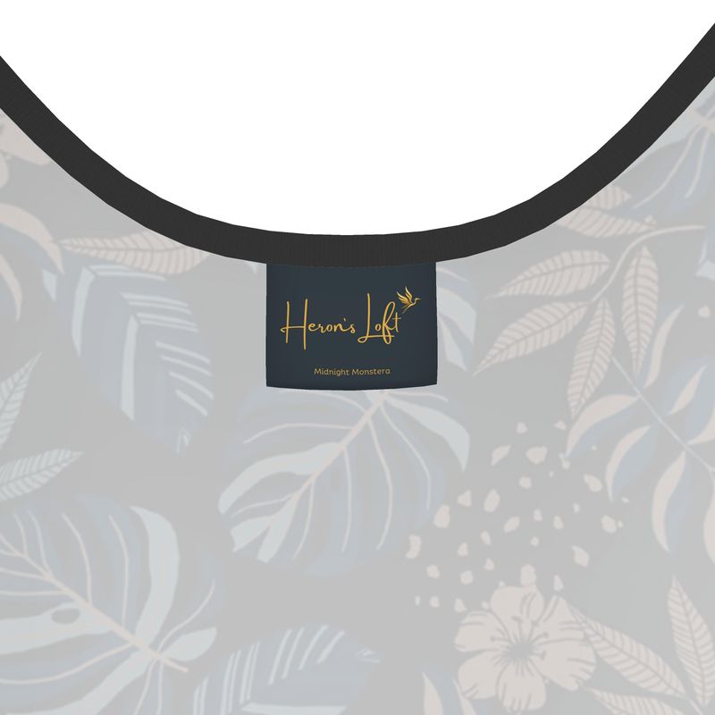 Women's Tank Top — Black Trim — Midnight Monstera