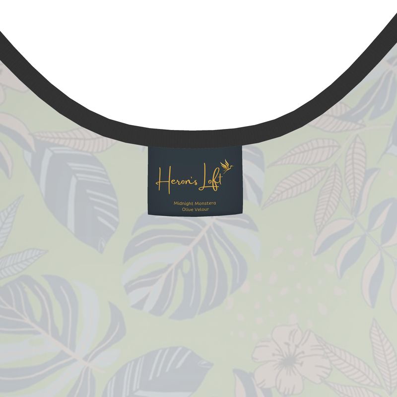 Women's Tank Top — Black Trim — Olive Velour