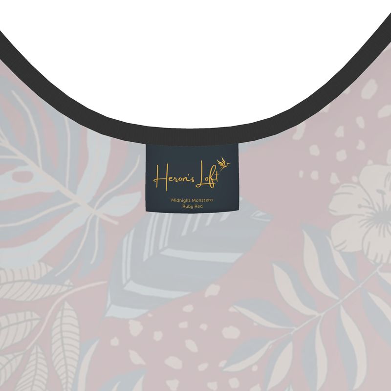 Women's Tank Top — Midnight Monstera Ruby Red