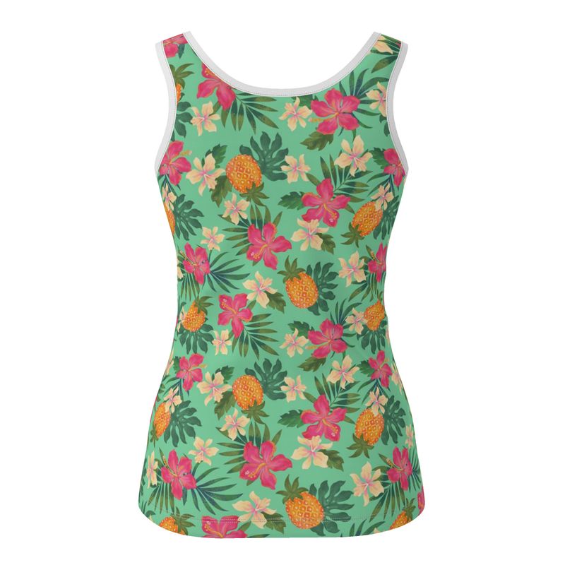 Women's Tank Top — White Trim — Pineapple Paradise Aloe Mist