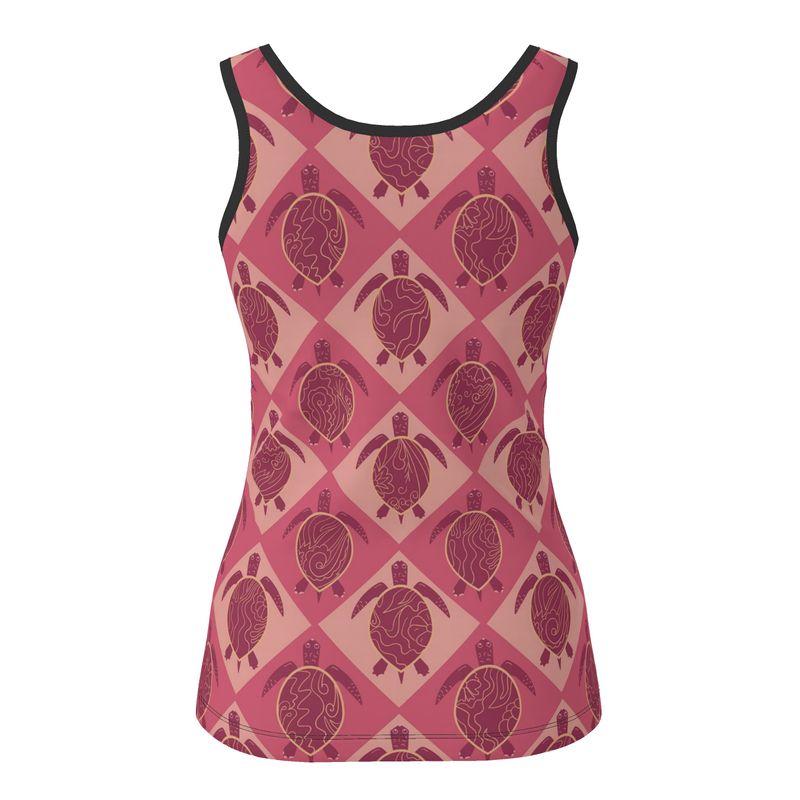 Women's Tank Top — Black Trim —  Topo Turtles Rosé Tide
