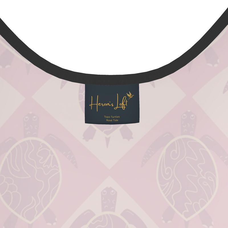 Women's Tank Top — Black Trim —  Topo Turtles Rosé Tide