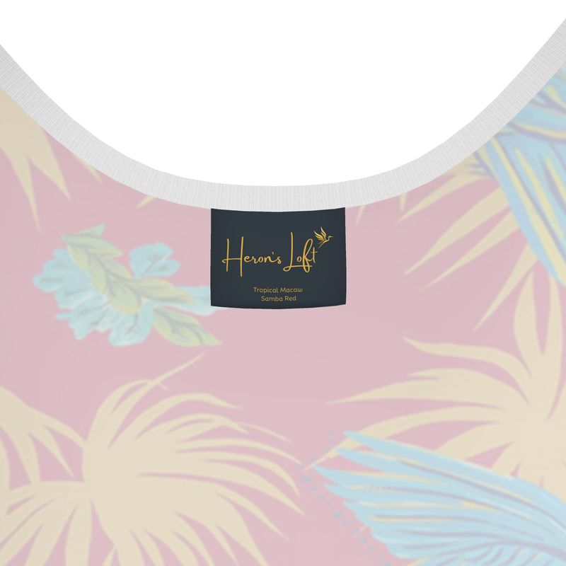Women's Tank Top — White Trim — Tropical Macaw Samba Red