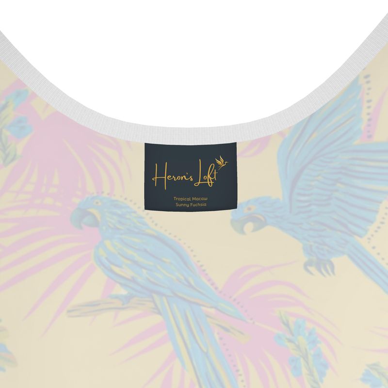 Women's Tank Top — White Trim — Tropical Macaw Sunny Fuchsia