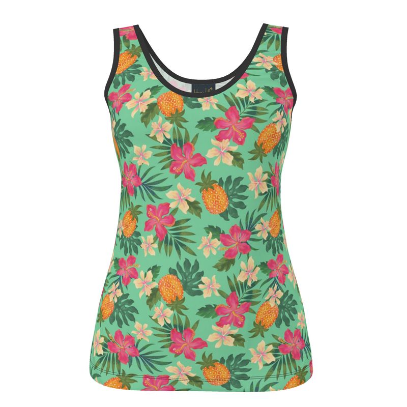 Women's Tank Top — Black Trim — Pineapple Paradise Aloe Mist
