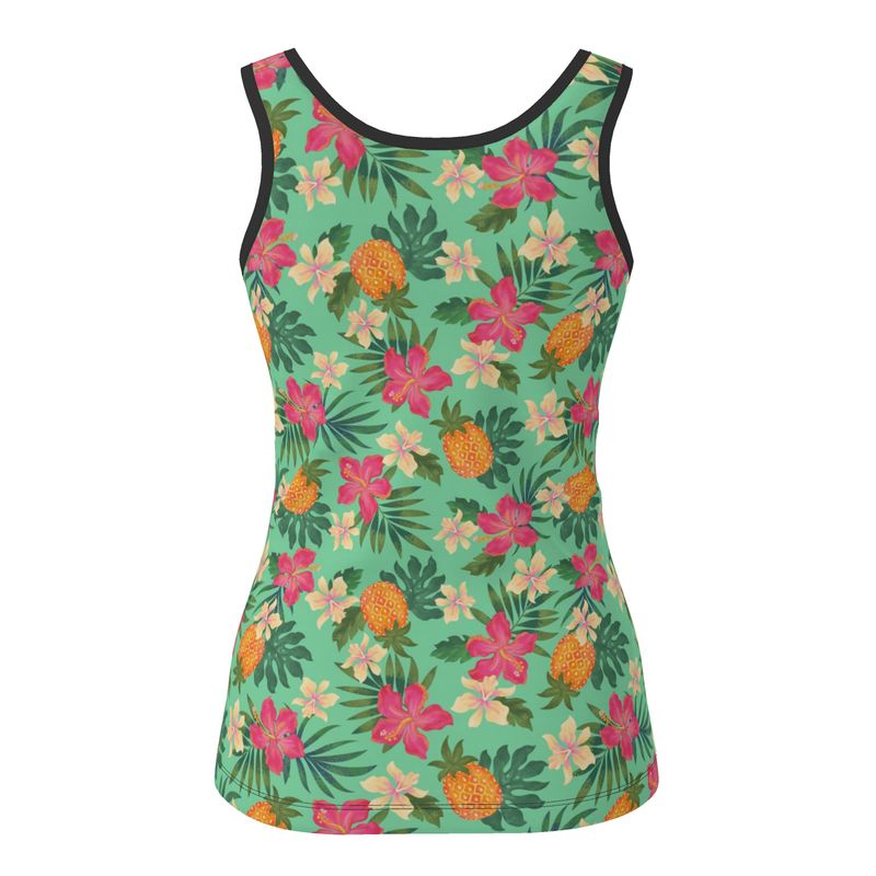 Women's Tank Top — Black Trim — Pineapple Paradise Aloe Mist