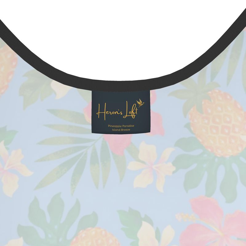 Women's Tank Top — Black Trim — Pineapple Paradise Island Breeze