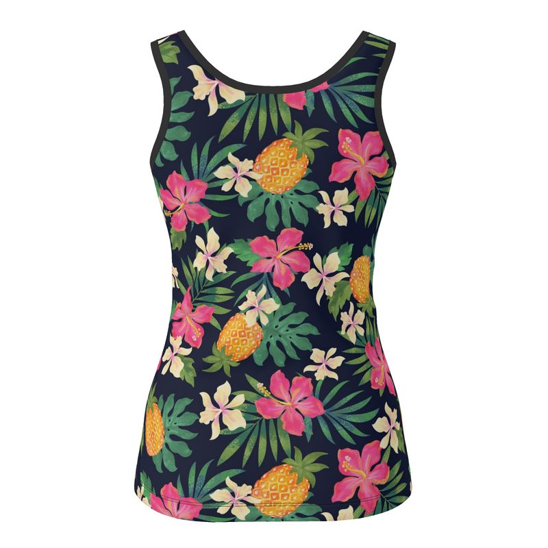 Women's Tank Top — Black Trim —  Pineapple Paradise