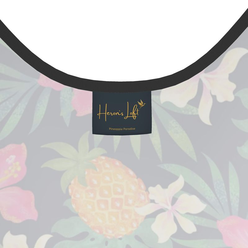 Women's Tank Top — Black Trim —  Pineapple Paradise
