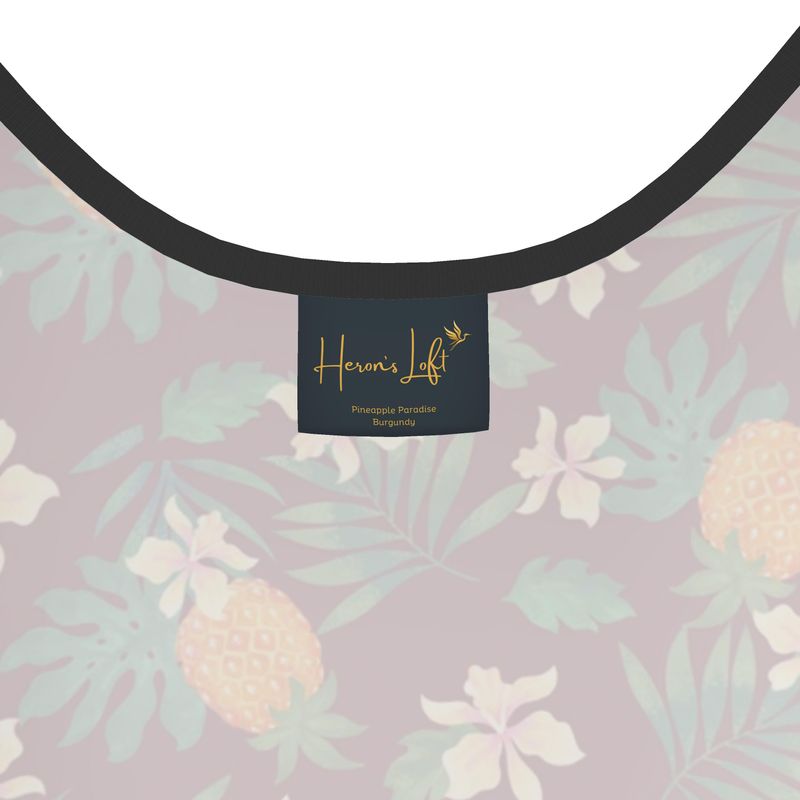 Women's Tank Top — Black Trim — Pineapple Paradise Burgundy