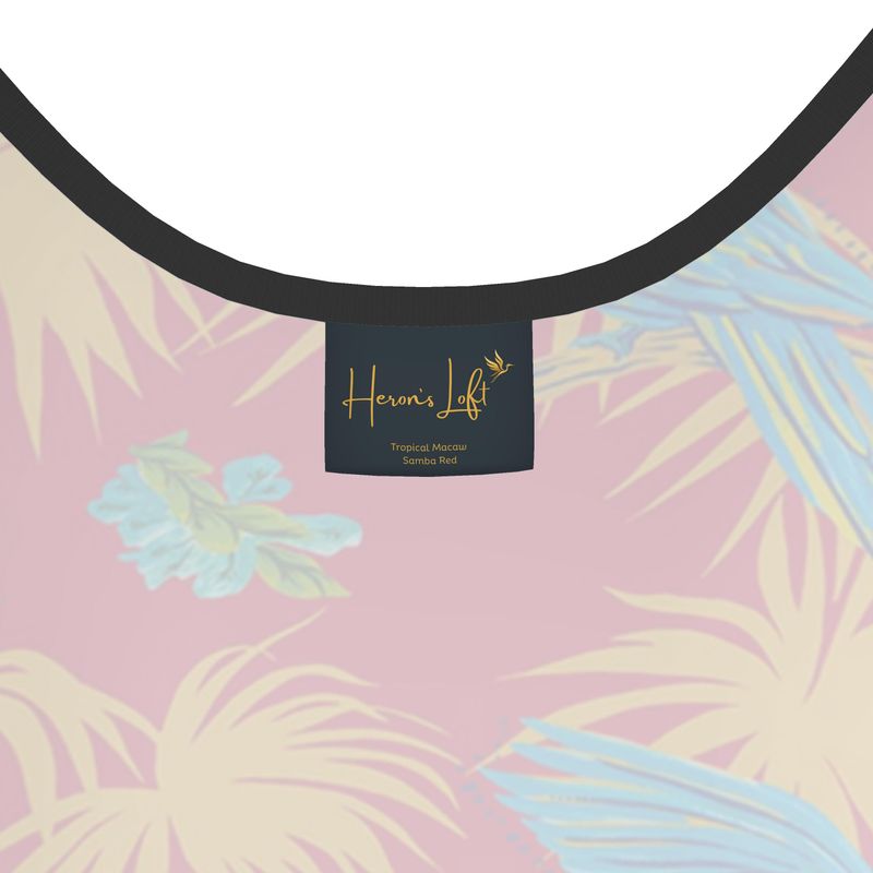 Women's Tank Top — Black Trim —  Tropical Macaw Samba Red