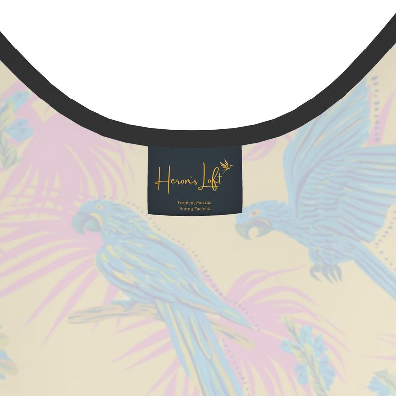 Women's Tank Top — Black Trim —  Tropical Macaw Sunny Fuchsia