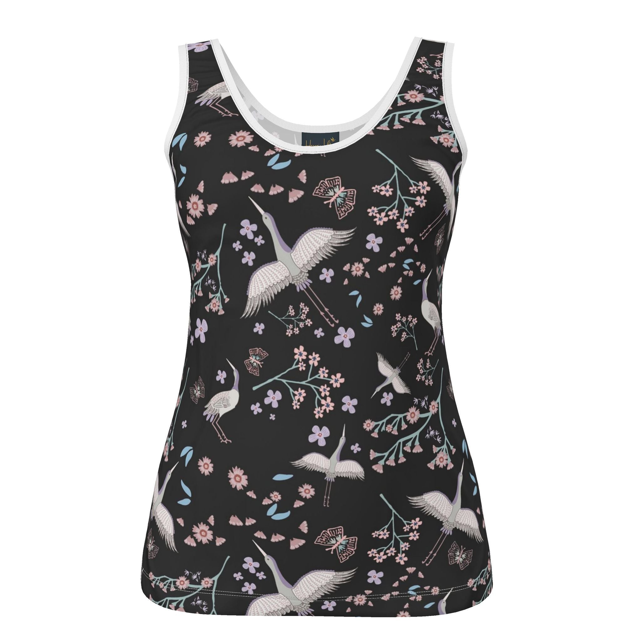 Women's Tank Top — White Crane — Onyx