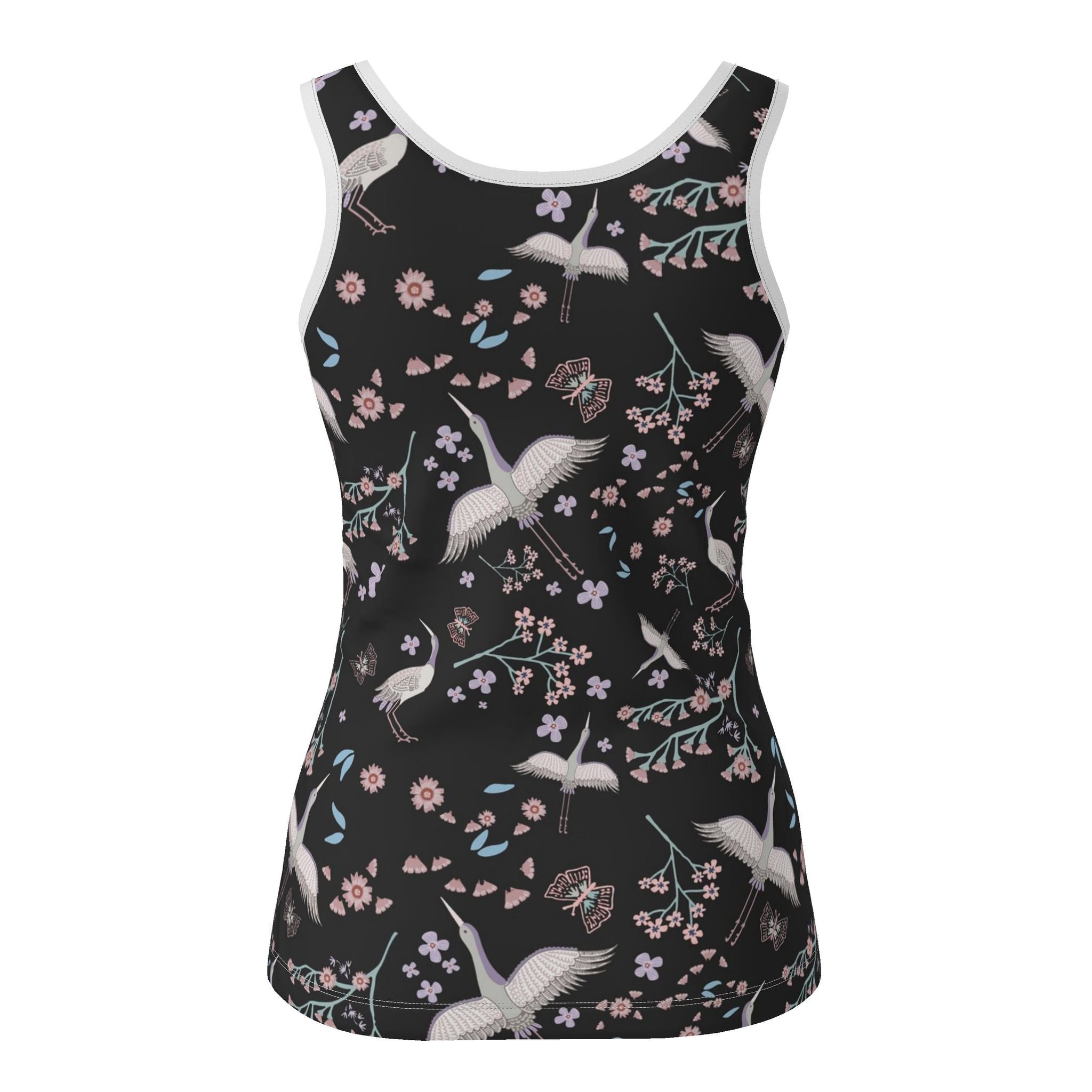Women's Tank Top — White Crane — Onyx