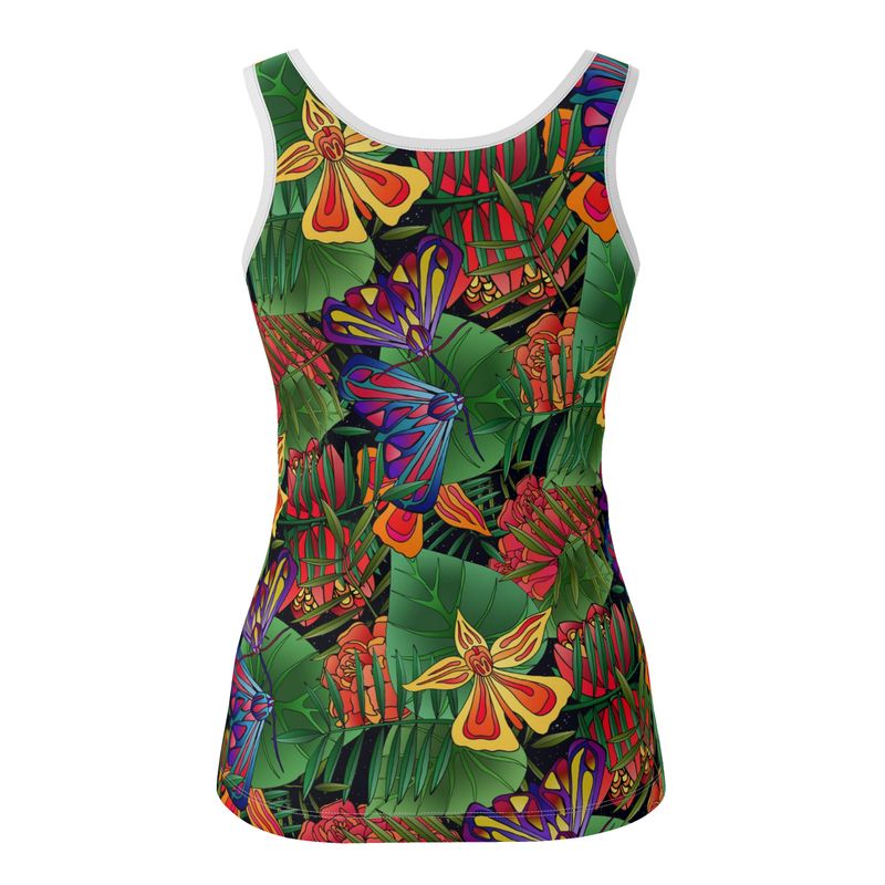 Women's Tank Top — White Trim — Jungle Flower