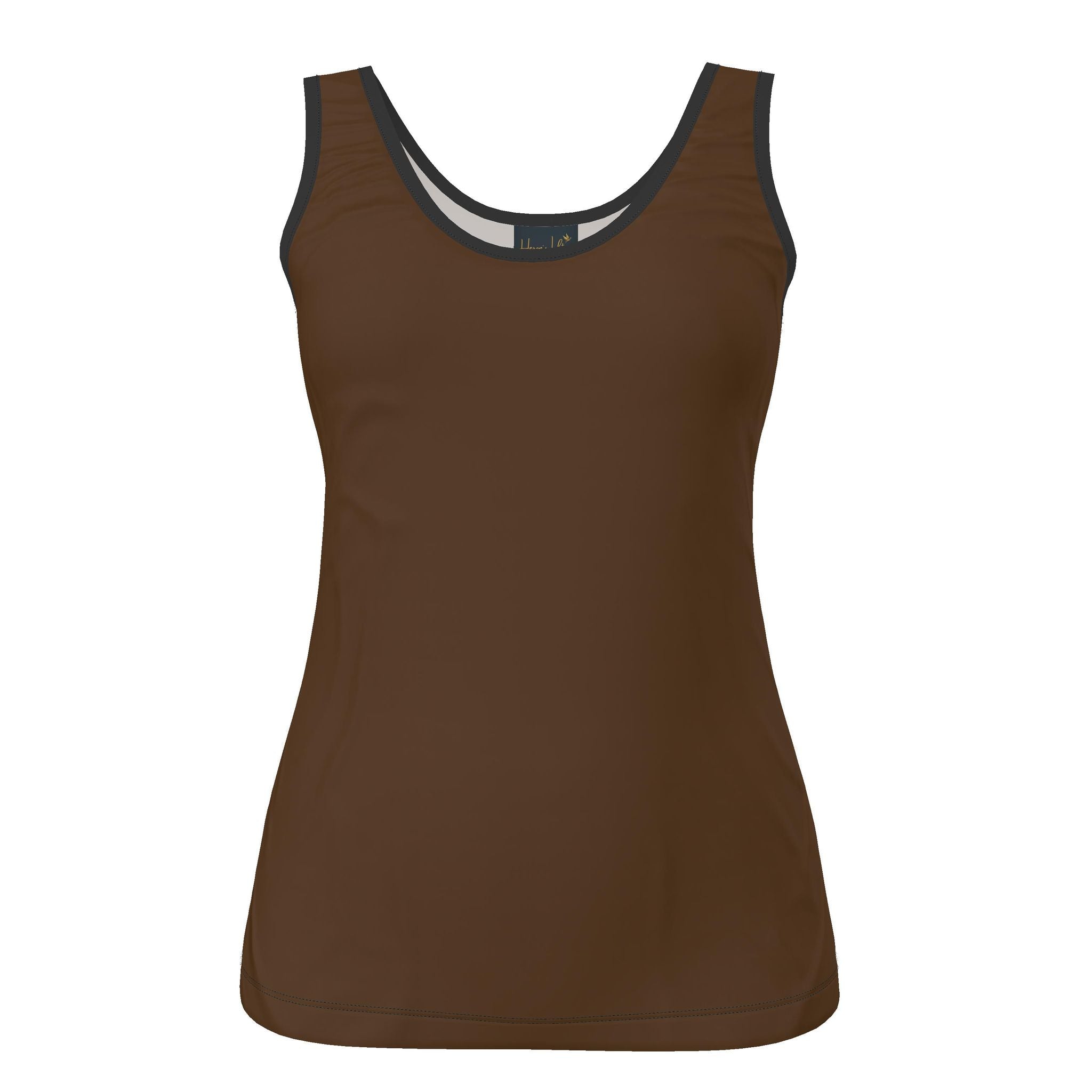 Women's Tank Top — Midnight Monstera — Solid Roasted Teak