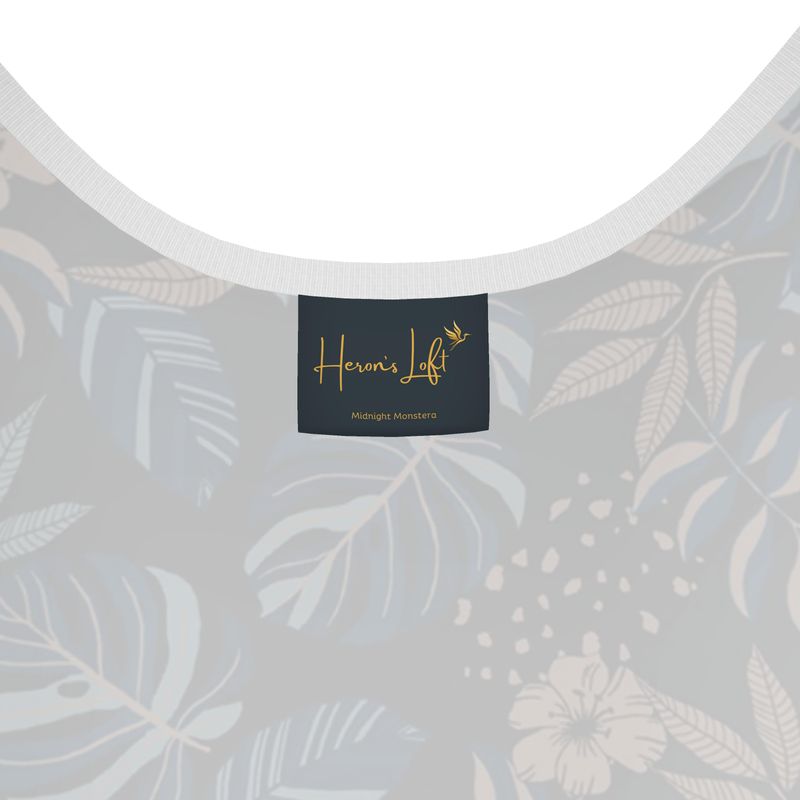Women's Tank Top — White Trim — Midnight Monstera