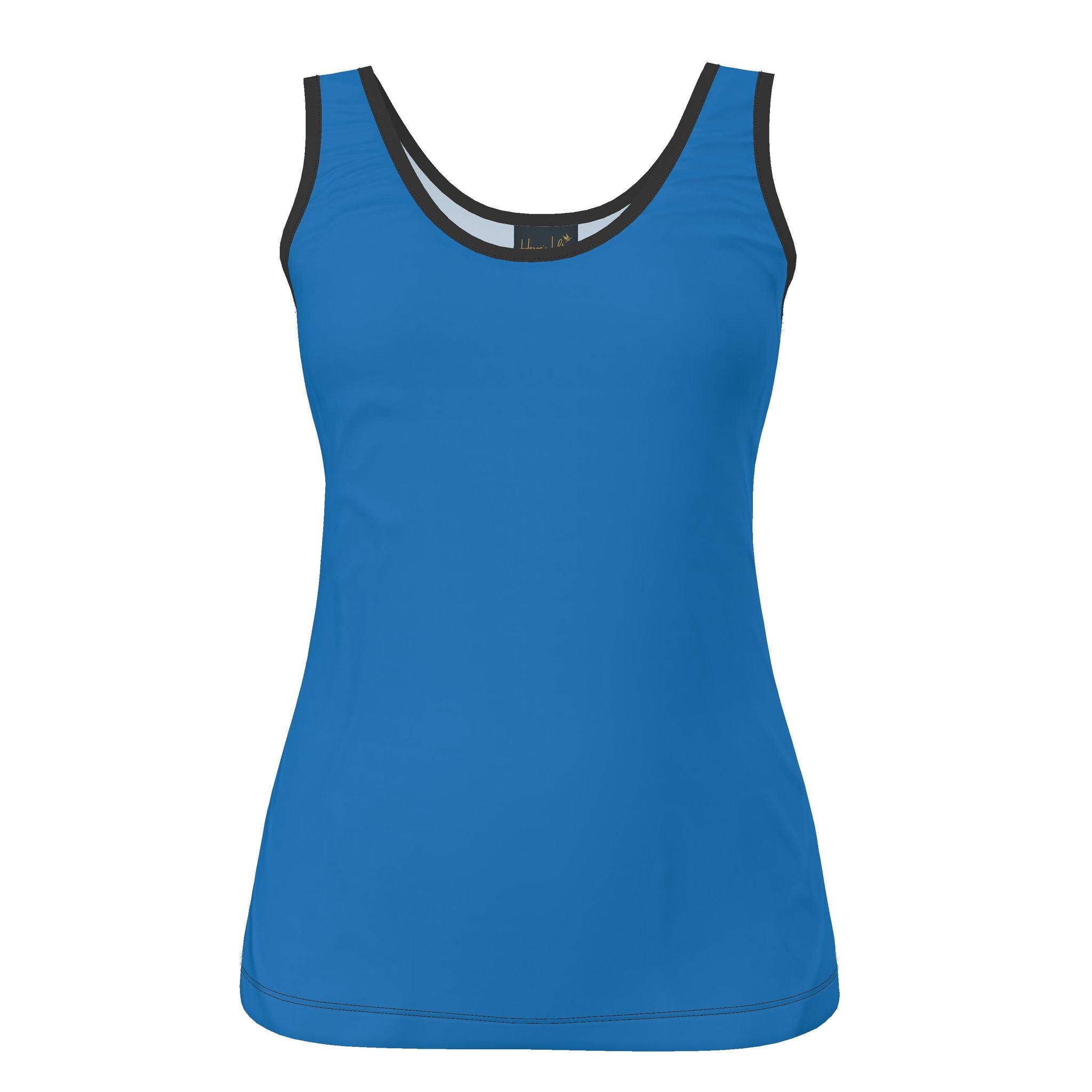 Women's Tank Top — Midnight Monstera — Solid Azure Blue