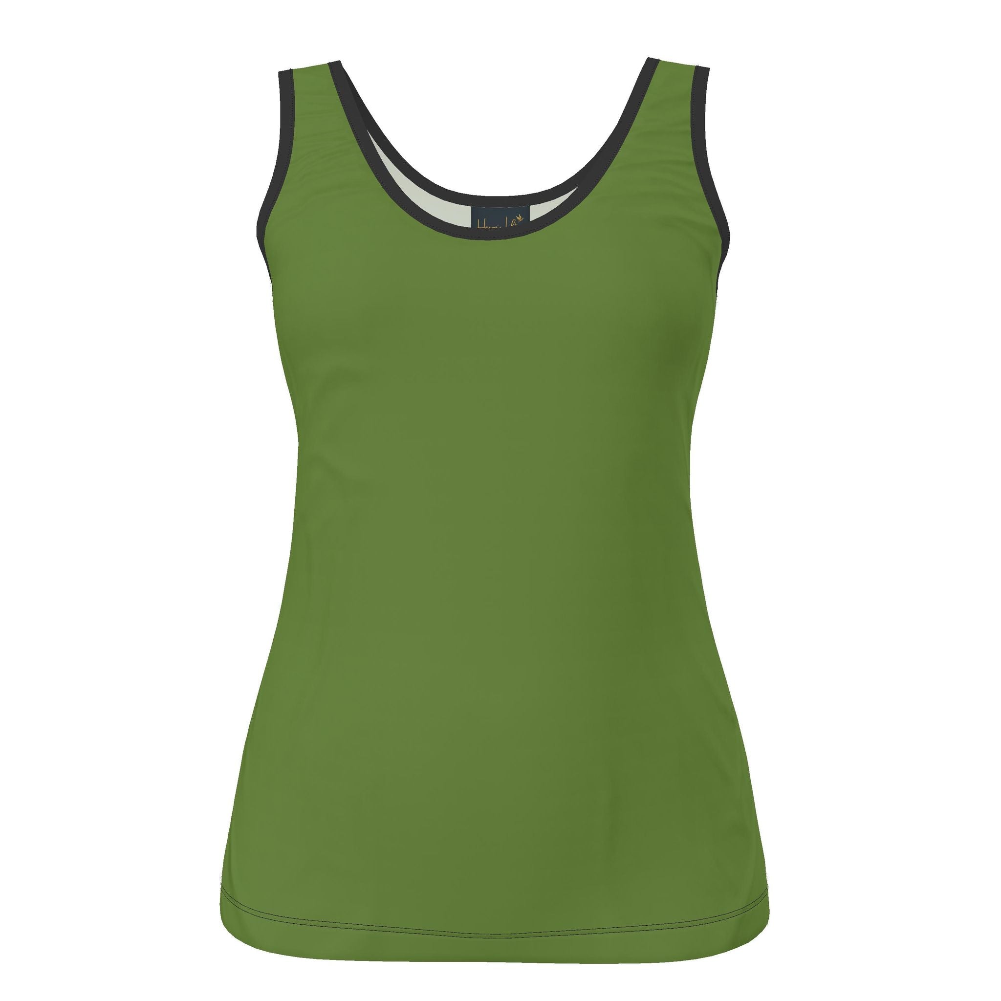Women's Tank Top — Midnight Monstera — Solid Olive Velour