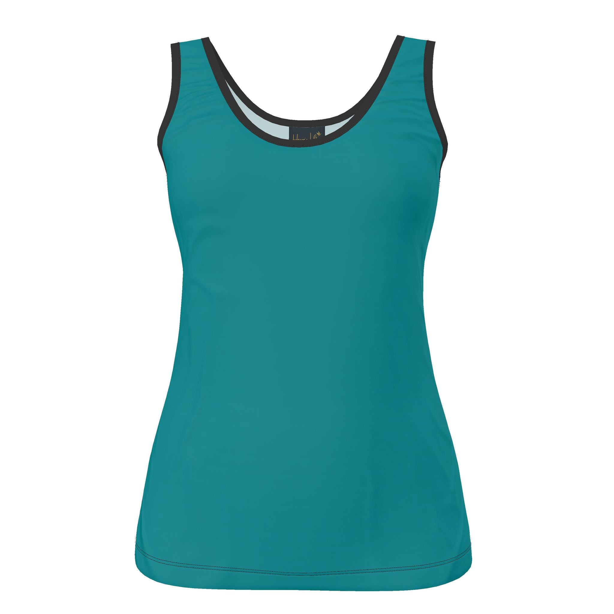 Women's Tank Top — Midnight Monstera — Solid Cyan Noir