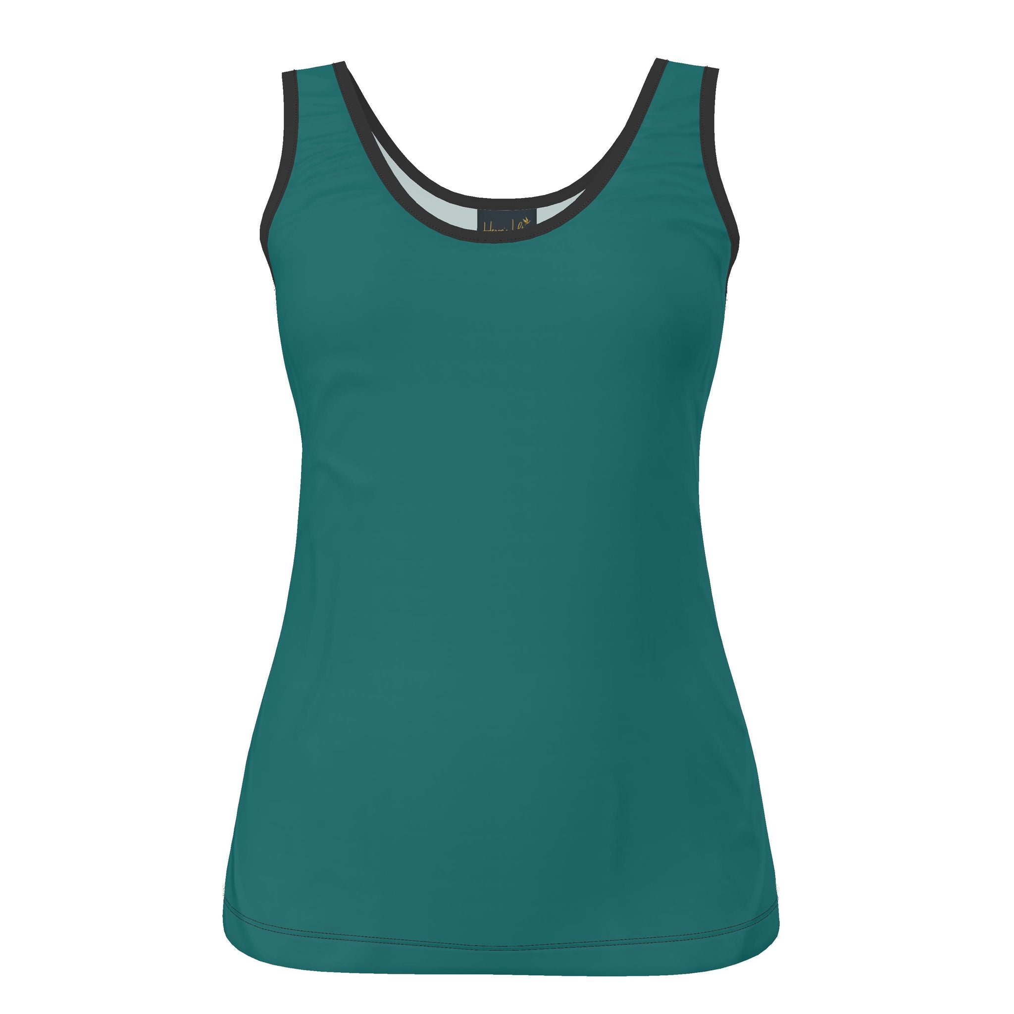 Women's Tank Top — Tropical Macaw — Solid Palm Teal