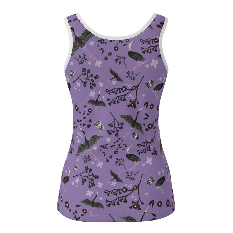 Women's Tank Top — White Trim — White Crane Amethyst