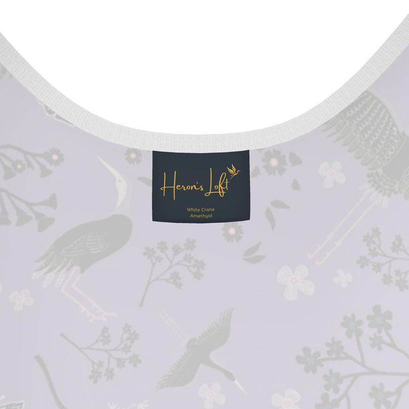 Women's Tank Top — White Trim — White Crane Amethyst