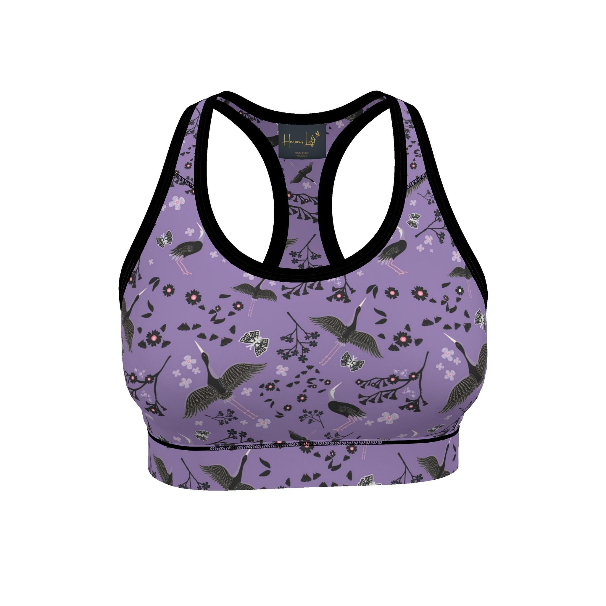 Women's Low Impact Sports Bra — White Crane Amethyst