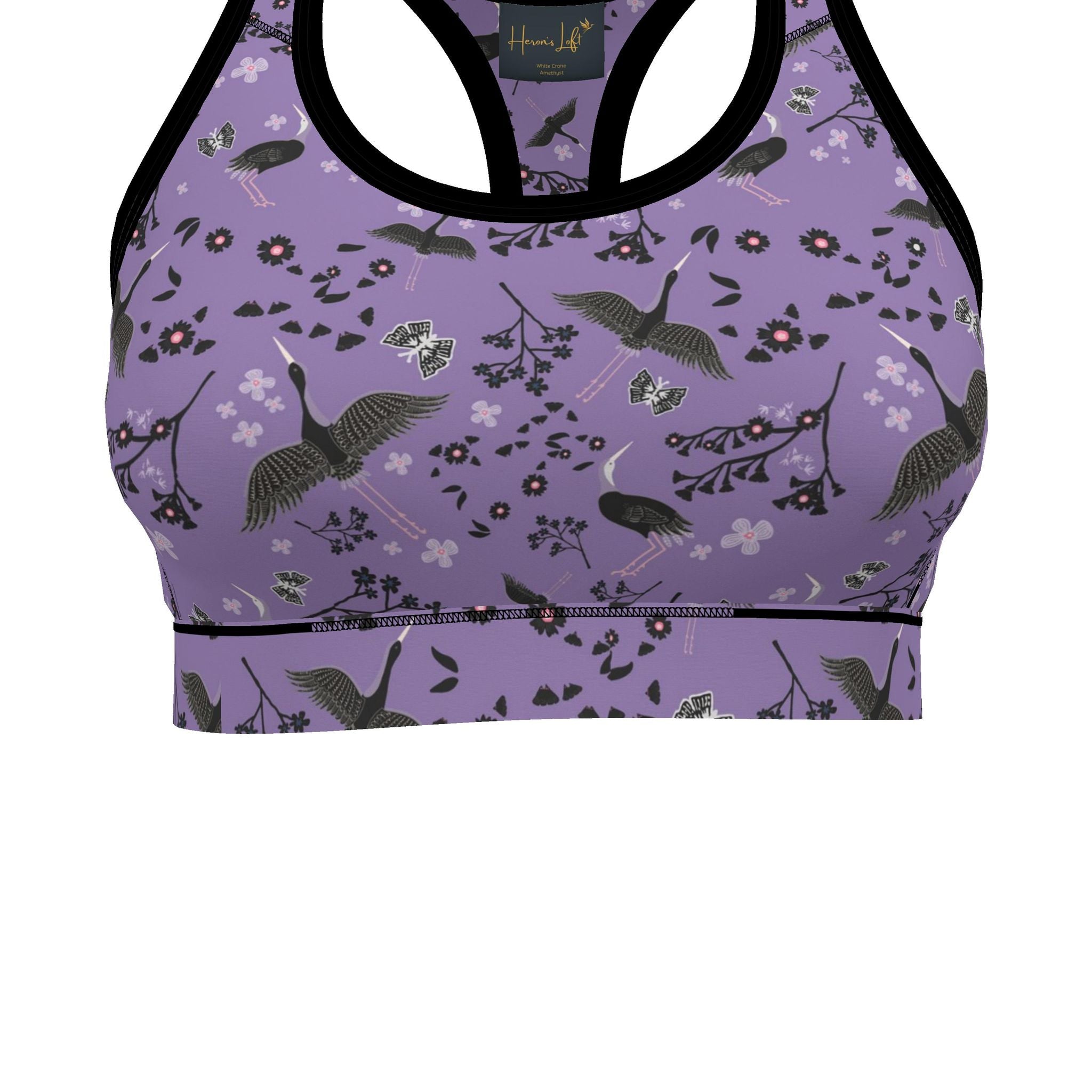 Women's Low Impact Sports Bra — White Crane Amethyst