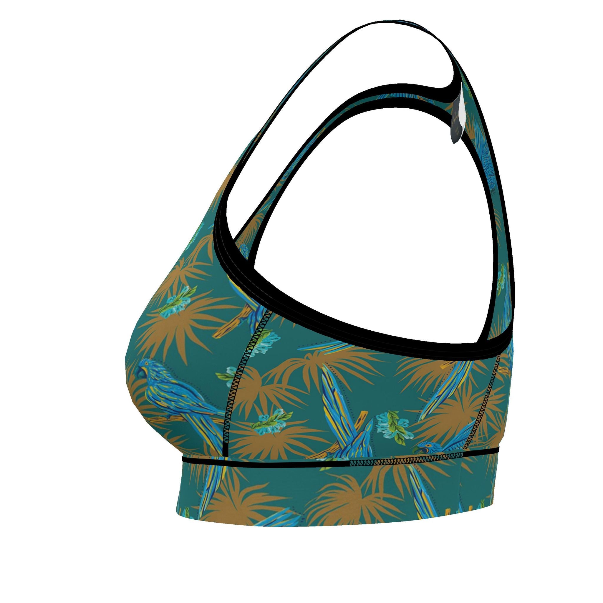 Women's Low Impact Sports Bra — Tropical Macaw Palm Teal