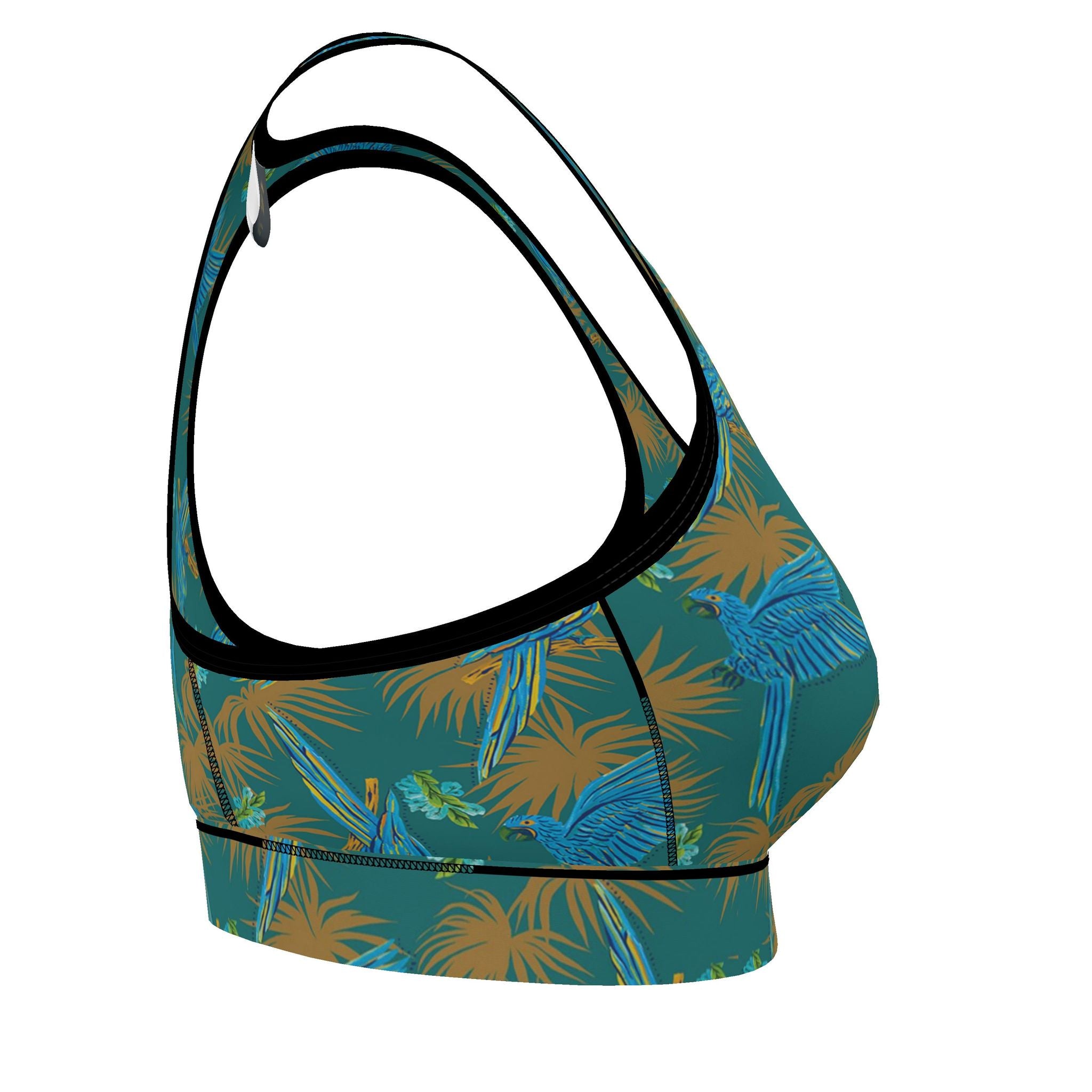 Women's Low Impact Sports Bra — Tropical Macaw Palm Teal