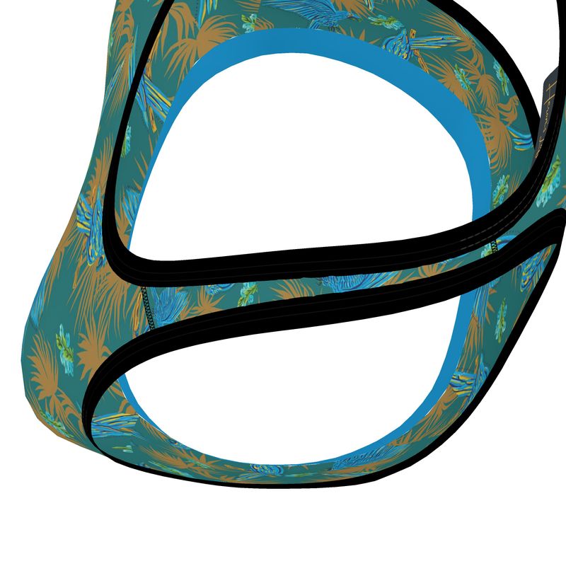 Tropical Macaw Palm Teal Women's Low Impact Sports Bra