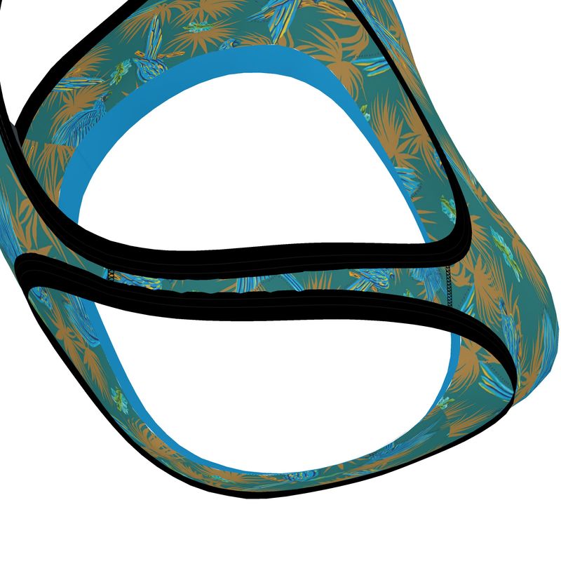Tropical Macaw Palm Teal Women's Low Impact Sports Bra