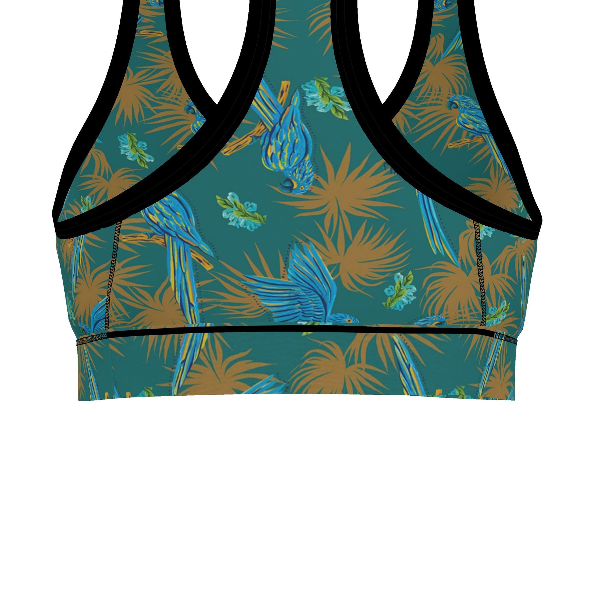 Women's Low Impact Sports Bra — Tropical Macaw Palm Teal