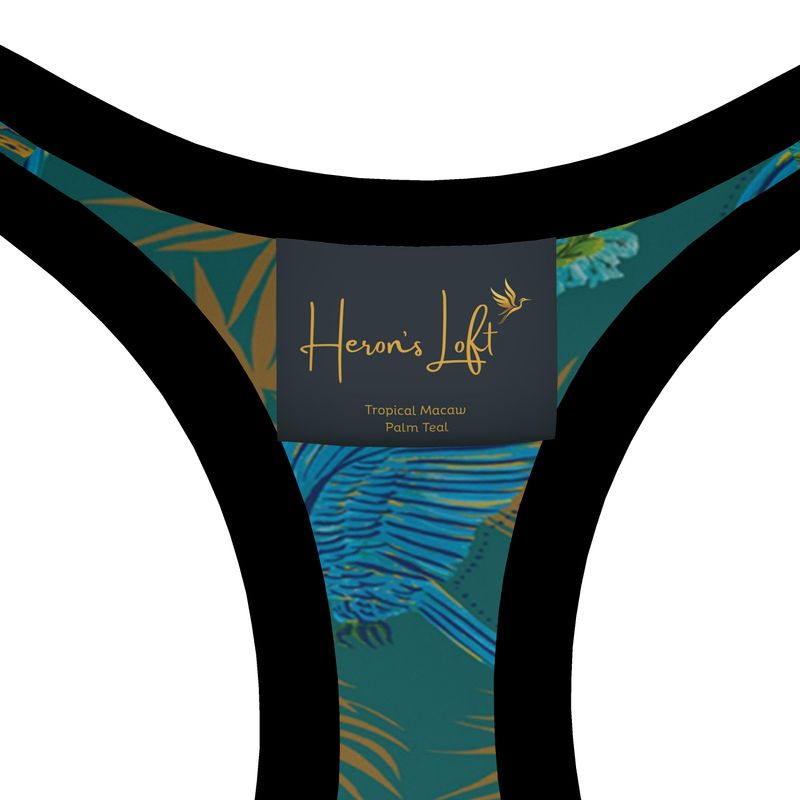 Tropical Macaw Palm Teal Women's Low Impact Sports Bra