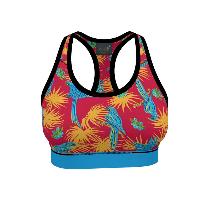 Tropical Macaw Samba Red Women's Low Impact Sports Bra