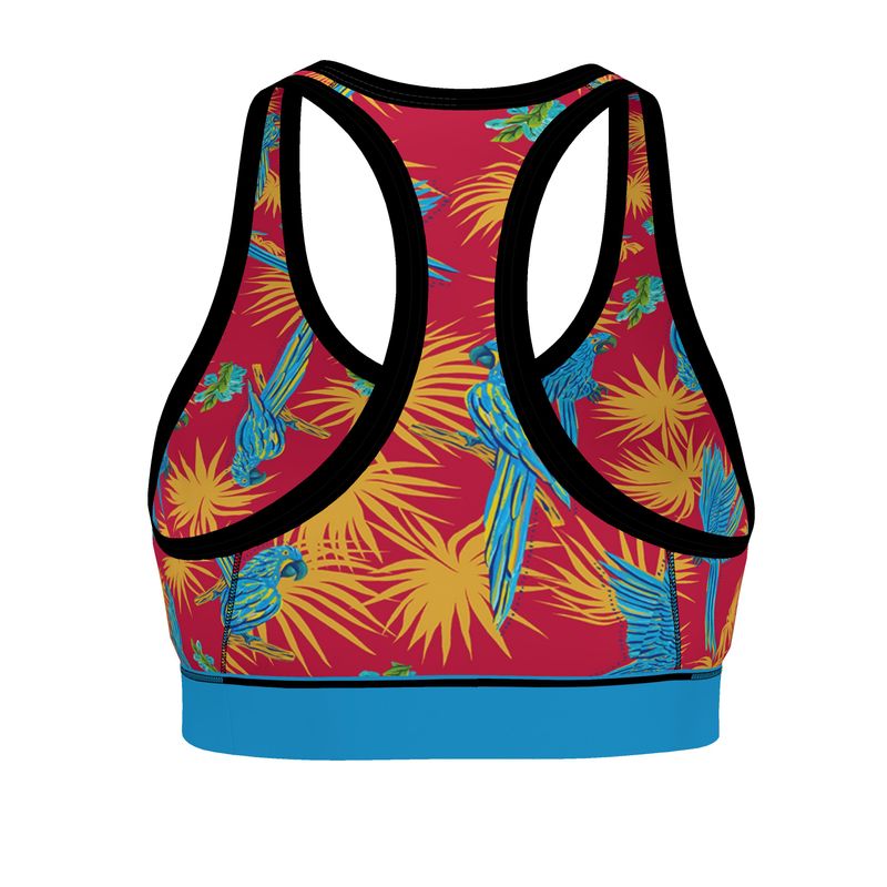 Tropical Macaw Samba Red Women's Low Impact Sports Bra
