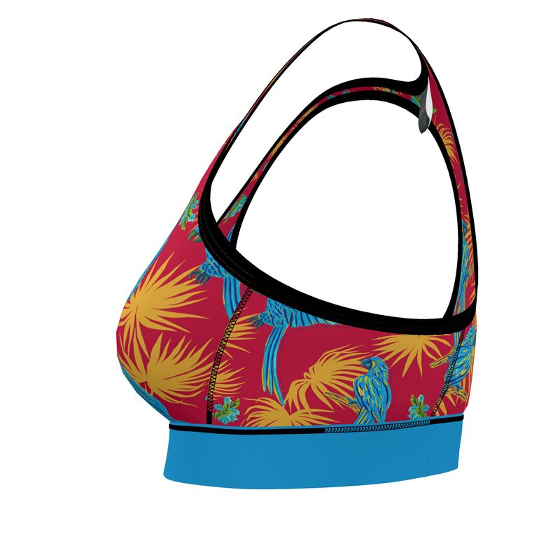 Tropical Macaw Samba Red Women's Low Impact Sports Bra